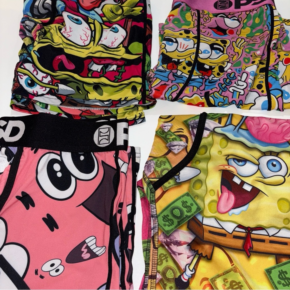 PSD Spongebob Square Pants Cartoon Boxer Briefs - mens Medium (4) pack. Used